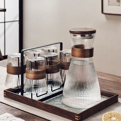 Tamaño personalizado Conjunto de bebidas de vidrio de alto borosilicato para botellas de agua fría para el hogar moderno