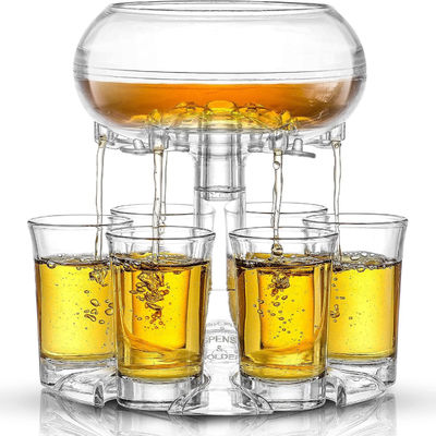 Dispensador y soporte de vidrio de 6 botellas de diseño único para entusiastas de la cerveza y el whisky
