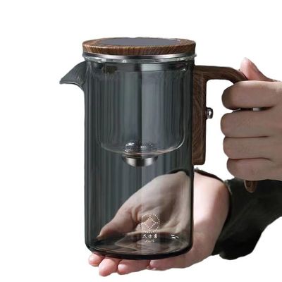 Filtros de té de vidrio grabado personalizable taza de té rusa con banda resistente al calor de madera