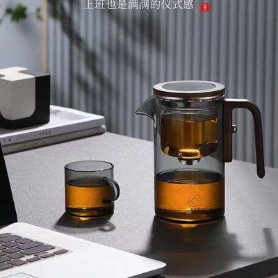 Filtros de té de vidrio grabado personalizable taza de té rusa con banda resistente al calor de madera