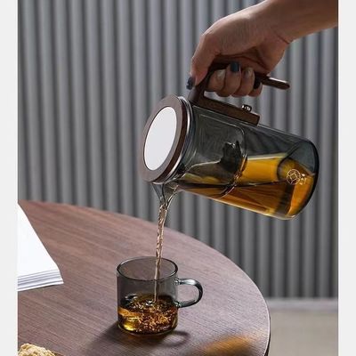 Filtros de té de vidrio grabado personalizable taza de té rusa con banda resistente al calor de madera