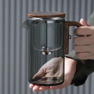 Filtros de té de vidrio grabado personalizable taza de té rusa con banda resistente al calor de madera