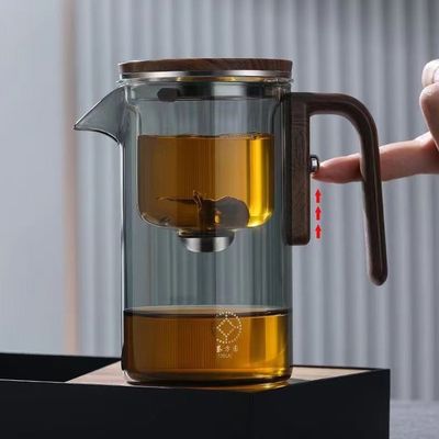 Filtros de té de vidrio grabado personalizable taza de té rusa con banda resistente al calor de madera