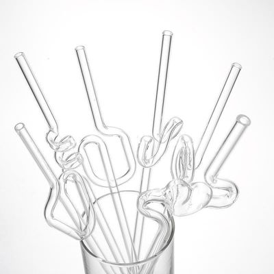 Accesorios de barras de forma curvada de vidrio transparente de borosilicato alto redondo 0.8 * 20cm