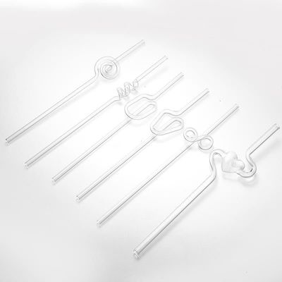 Accesorios de barras de forma curvada de vidrio transparente de borosilicato alto redondo 0.8 * 20cm