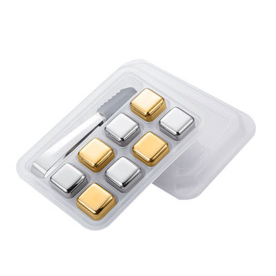 Cantidad 2 Rocas de refrigeración de whisky de acero inoxidable reutilizables con pinzas y bandejas antideslizantes