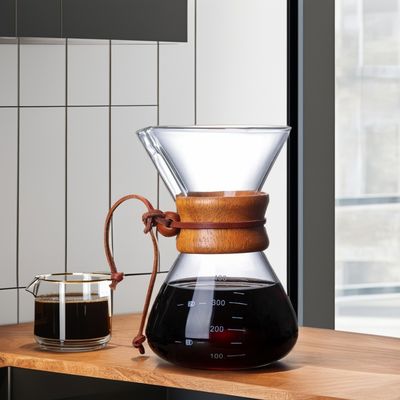 Logotipo personalizado Máquina de café de vidrio de borosilicato de doble pared para una resistencia al calor inusual