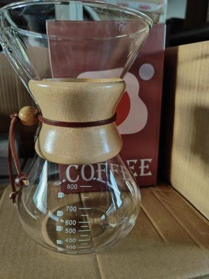 Serie clásica de almacenamiento 1-3 Taza de madera cuello verter sobre el fabricante de 6 tazas de filtro de café natural de vidrio verter juego de té