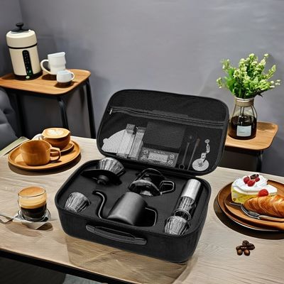 Máquina de café de goteo manual de acero inoxidable para exteriores incluye molino y olla impermeable