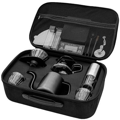 Máquina de café de goteo manual de acero inoxidable para exteriores incluye molino y olla impermeable
