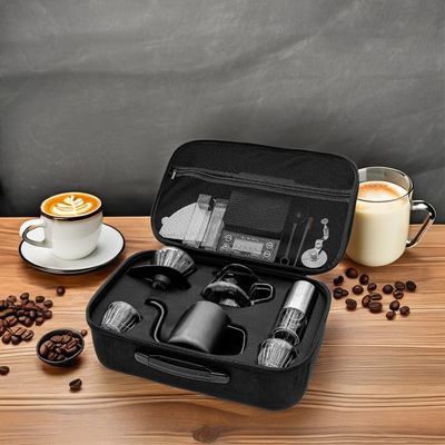 Máquina de café de goteo manual de acero inoxidable para exteriores incluye molino y olla impermeable