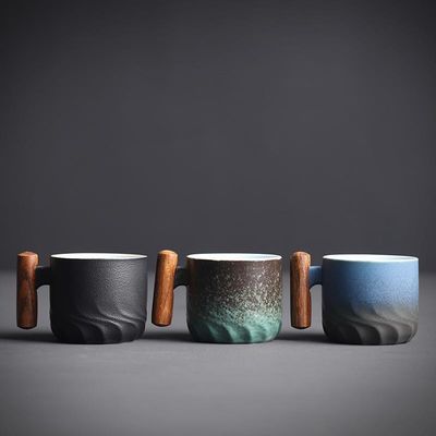 Diseño moderno Cerámica Esmalte Camping Taza de taza de café personalizada con opciones personalizables