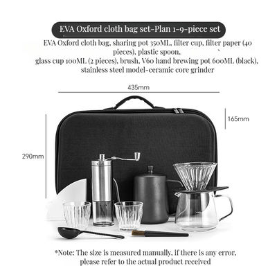 Conjunto de café hecho a mano con tazas de vidrio endurecidas ecológicas de acero inoxidable