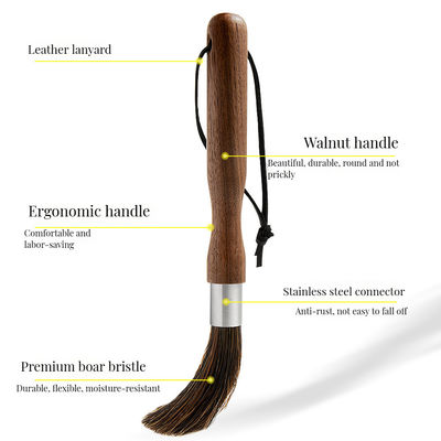 Casa Cocina Cepilla de limpieza de la máquina de café de madera con mango largo y cuchara de medida