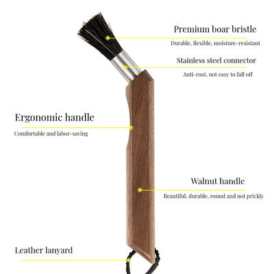 Cepillo de limpieza de madera de bambú curvado con mango largo y desmontable para cocina en casa