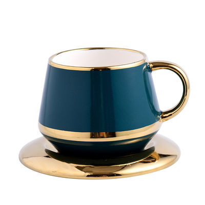 Tazas de café de lujo con borde de oro Cerámica Set de té101 con acero inoxidable