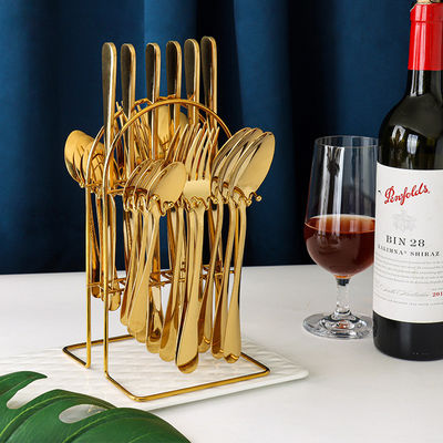 Oportunidad de fiesta 101 Set de cubiertos de oro de acero inoxidable de lujo de 24 piezas con caja