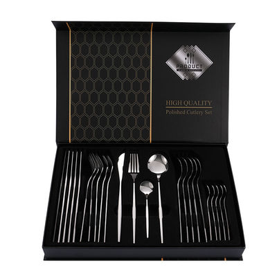 Set de cubiertos de oro para bodas 101 de acero inoxidable con recuerdos en caja