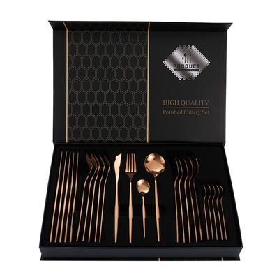Set de cubiertos de oro para bodas 101 de acero inoxidable con recuerdos en caja