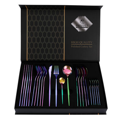 Set de cubiertos de oro para bodas 101 de acero inoxidable con recuerdos en caja