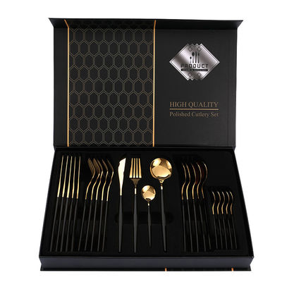 Set de cubiertos de oro para bodas 101 de acero inoxidable con recuerdos en caja