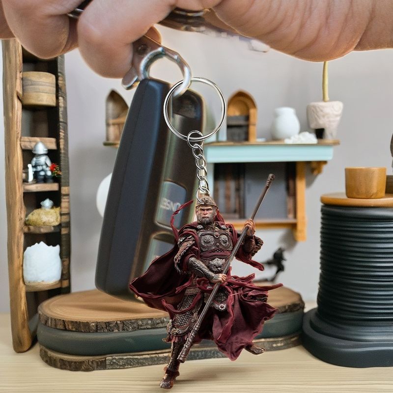 Color negro Wukong llavero plano colgante de acrílico 2D para mochila llave de automóvil decoración de computadora portátil