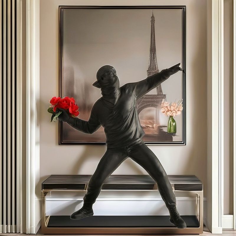 Resina estilo Art Deco patrón vertical Floreciendo a los niños Espejo cruzado para la decoración del hogar