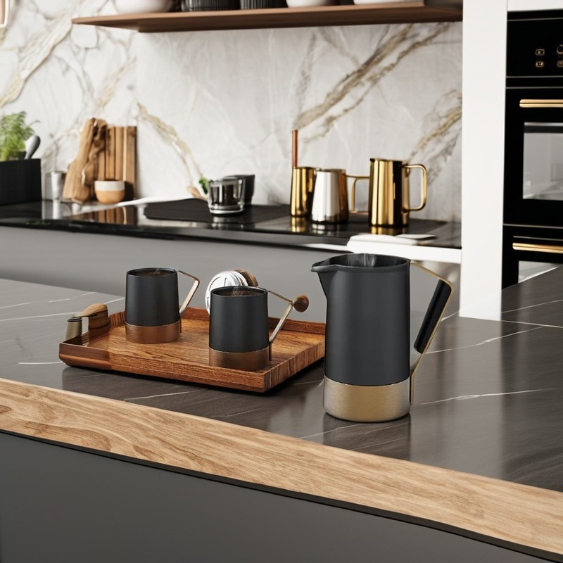 Envasado en acero inoxidable 304 Prensa francesa cafetera con mango de silicona 350ml 500ml 1000ml Conjuntos