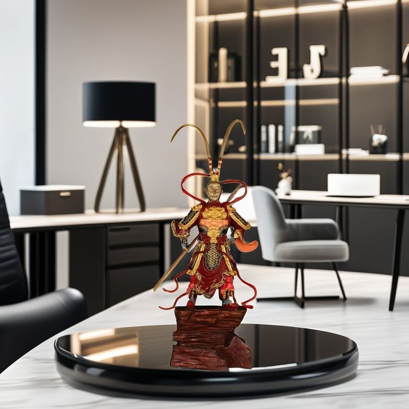 Artística Resina 3D Sun Wukong figura Un ornamento de escritorio contemporáneo para el aniversario