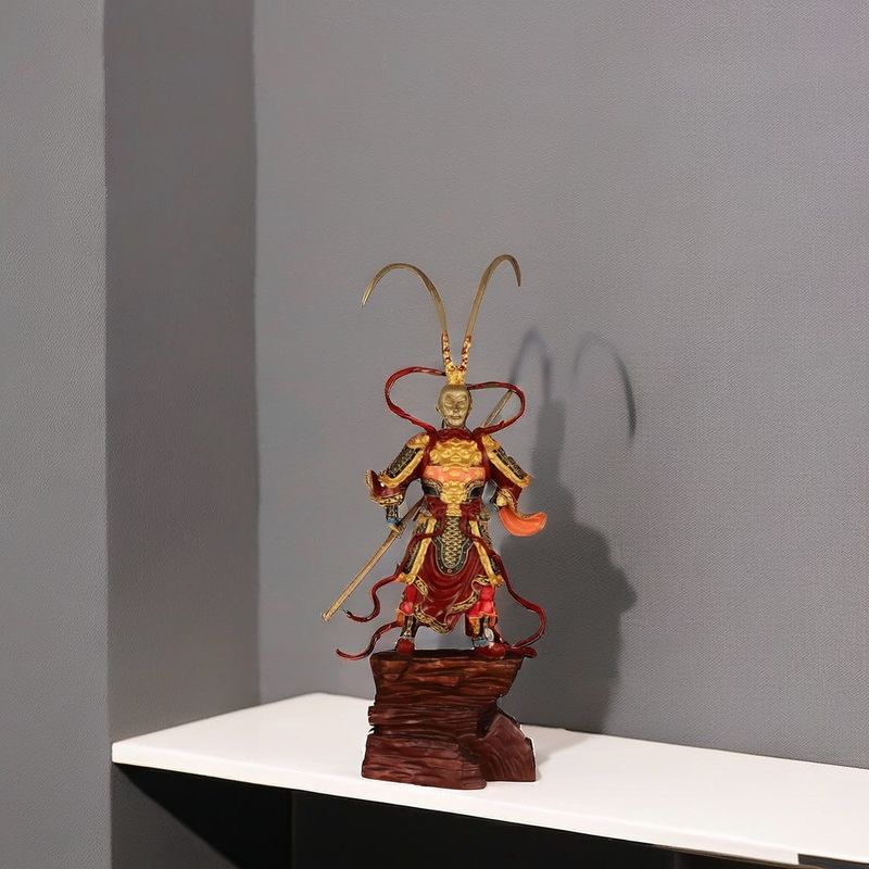 Aniversario Sun Wukong Golden Hoop Figura de resina 3D de diseño contemporáneo Ornamento de coleccionista de metal