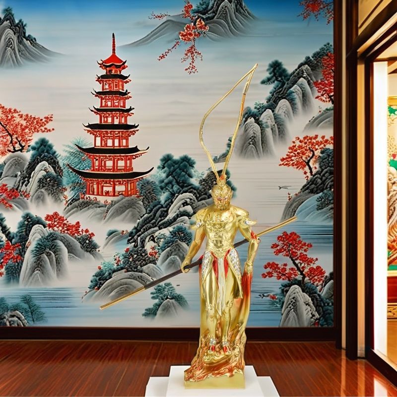 Ornamentos Viaje al Oeste 3D Resina Figura Metal OEM Monkey King Colección de personajes