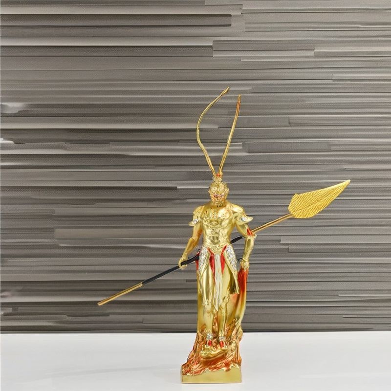 Golden Hoop Monkey King Resin Figure pieza de colección de metal contemporáneo para aniversarios
