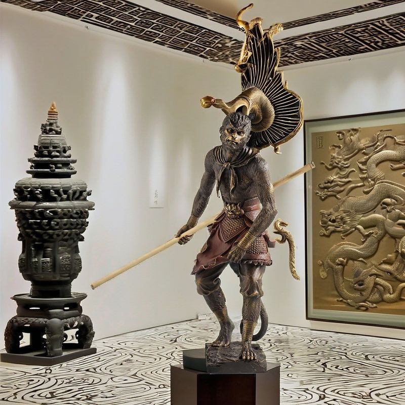 Estatua Wukong de cobre de aleación 3D personalizada Un estilo de diseño contemporáneo para la decoración del hotel