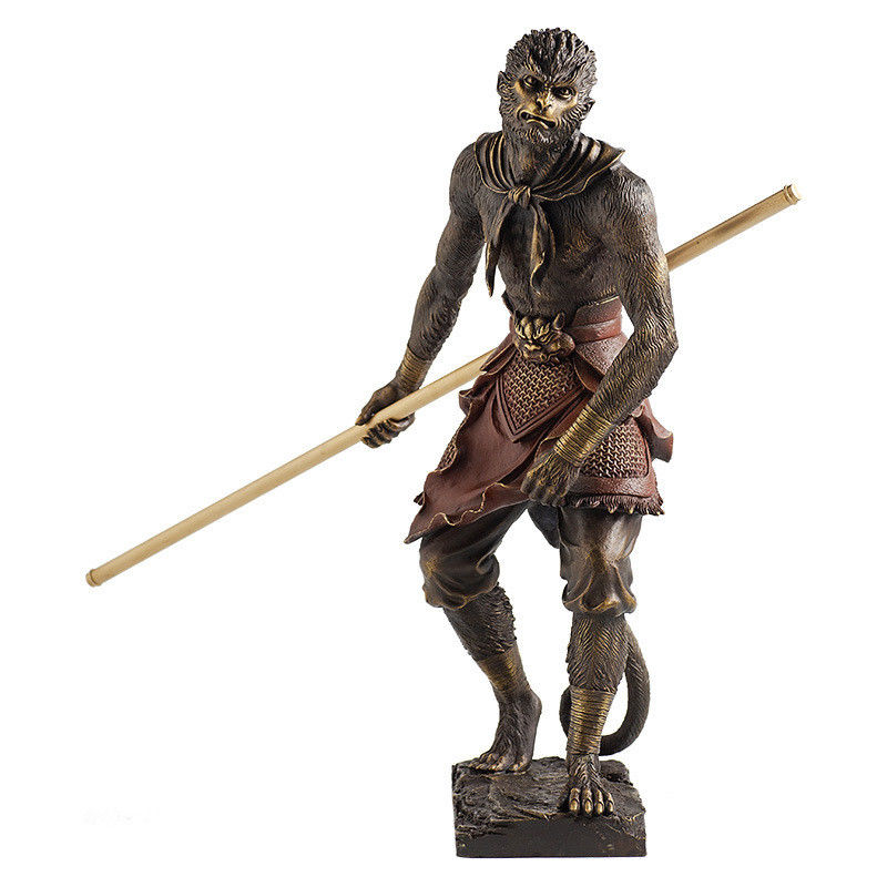 Estatua de cobre de aleación 3D de diseño contemporáneo Wukong para pantalla de escritorio de aniversario