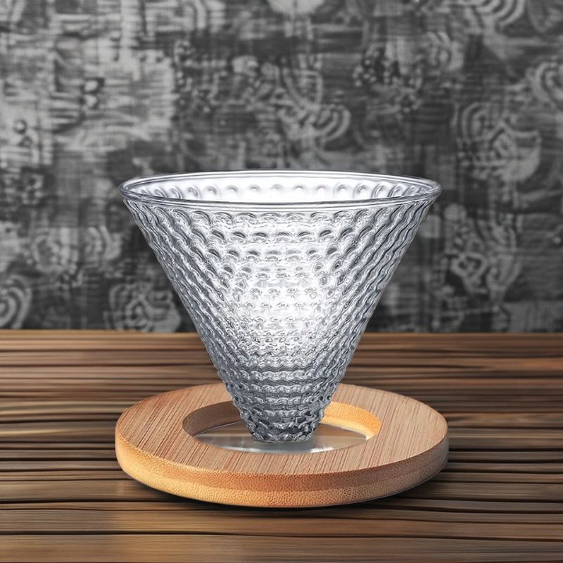 600 ml Compartir cafetera de vidrio con mango de madera resistente al calor Verter sobre la cafetera