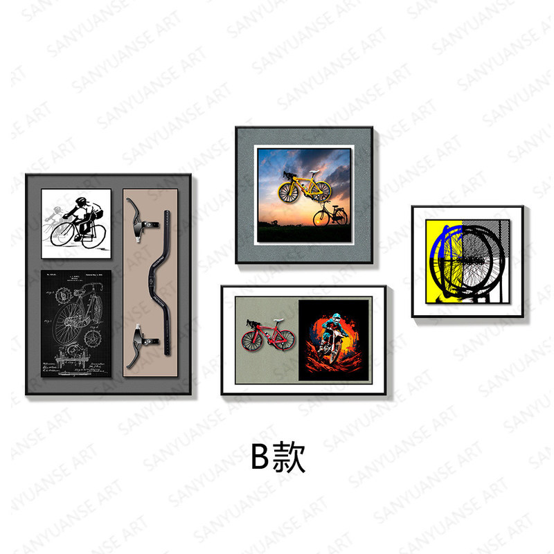 Tamaño personalizado contemporáneo moderna combinación de bicicletas 3D Arte de pared para decoración de sala de estar