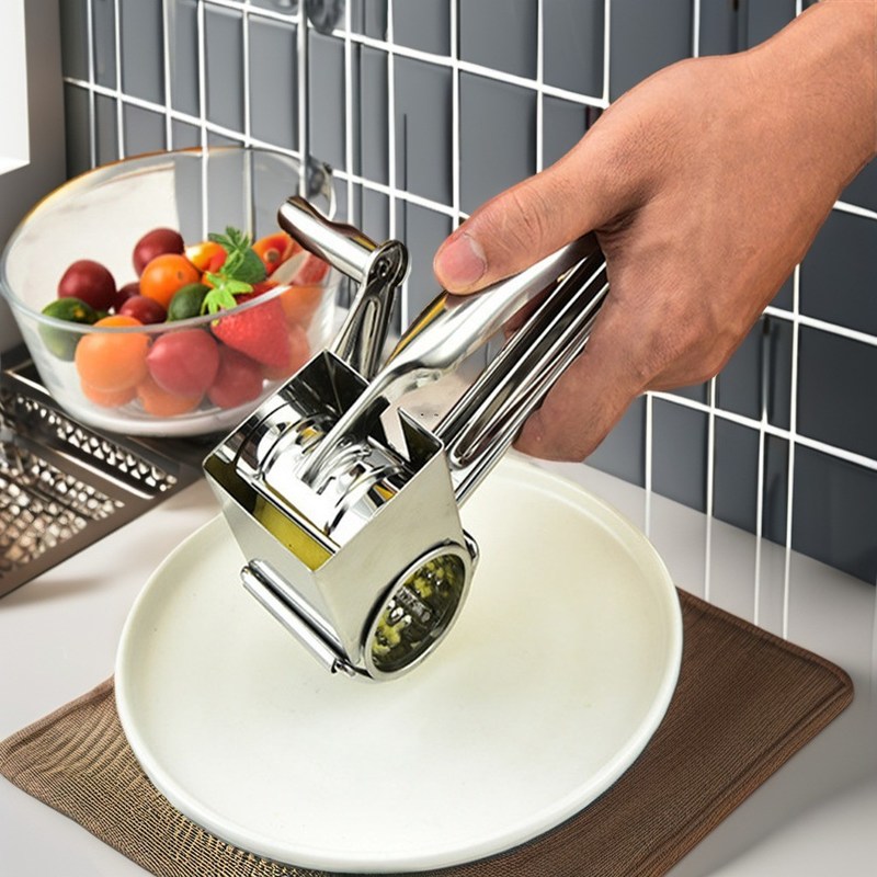 Grateadora rotativa de acero inoxidable 4 Tambores intercambiables para cortar verduras y nueces
