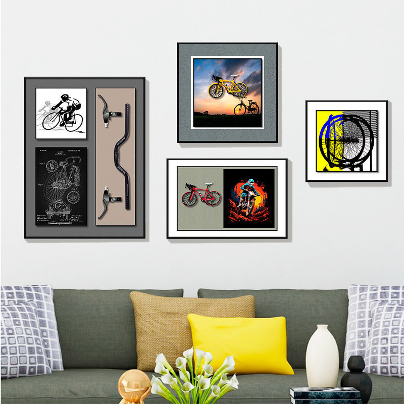 Revestimiento de cristal de vidrio contemporáneo moderno 3D Bicicleta Arte de pared para una sala de estar elegante