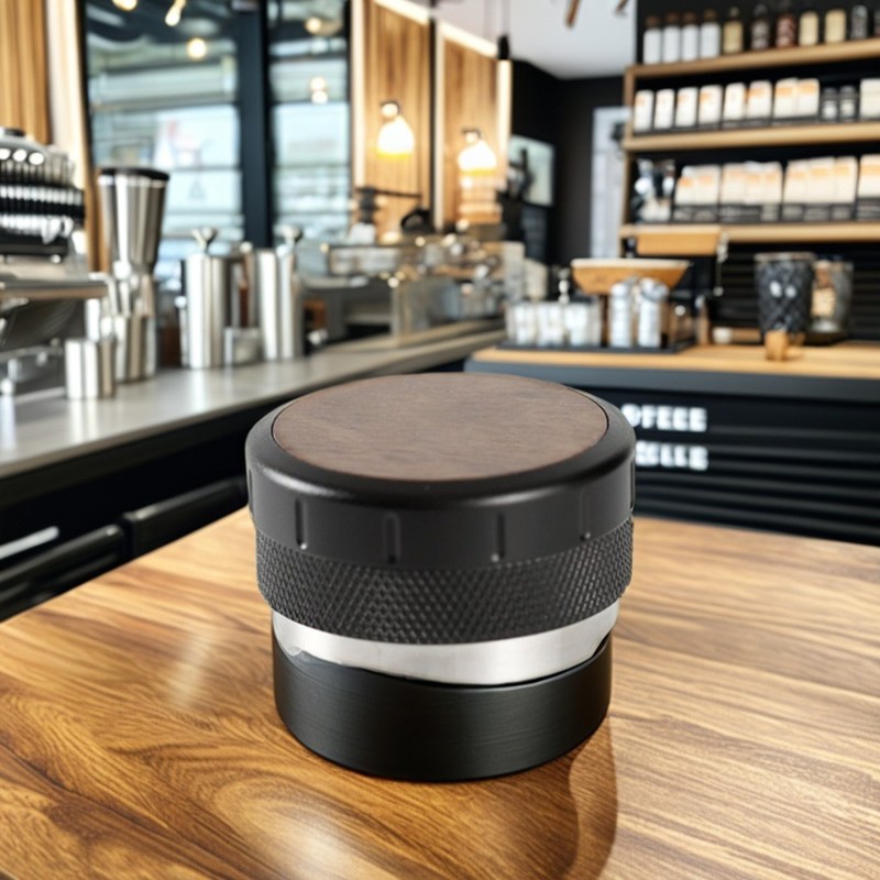 No 51mm/53mm Adjustable de altura Espresso manipulador con madera de nuez y diseño de acero inoxidable