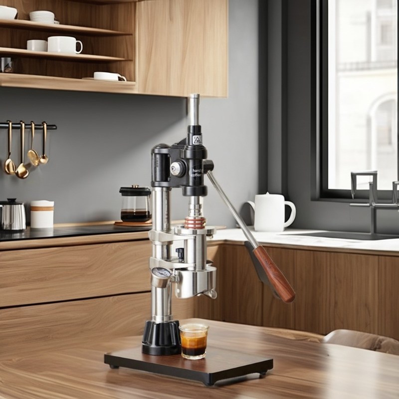 Cafetera casera con logotipo láser negro Herramientas de barista de espresso y medidor de presión
