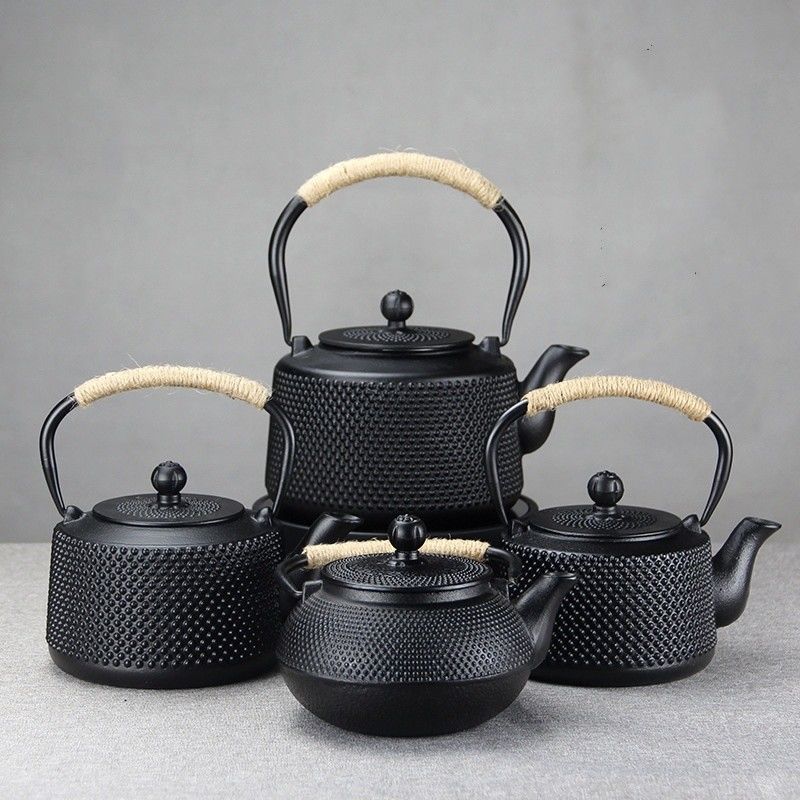 Conjunto japonés de caldera de té y café de hierro fundido perfecto para viajes a casa Accesorios negros
