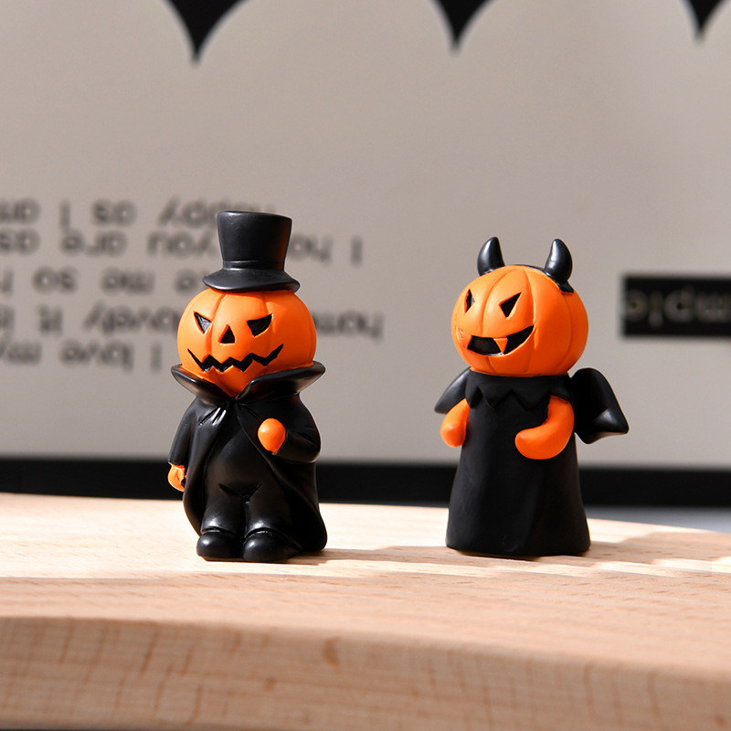 Decoración de jardín al aire libre Halloween Artesanías de resina de calabaza con cabeza de calabaza divertida