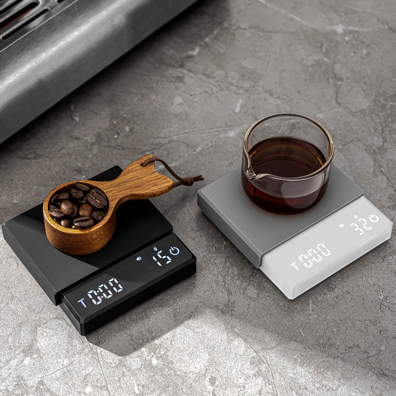 Escala de café eléctrica portátil de 3 kg con función de medición de tiempo y peso