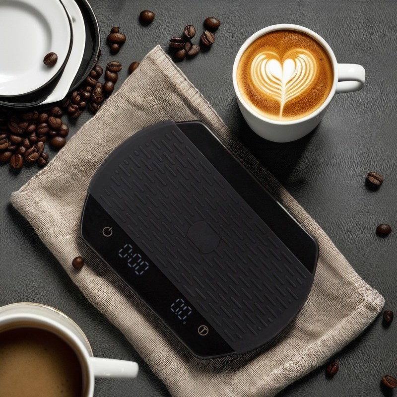 Estilo de diseño minimalista 3kg/0.1g Escala de café de goteo electrónico compacto con temporizador negro