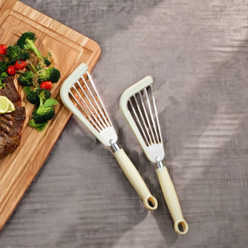 Espatulas de pescado con ranuras de acero inoxidable versátil, resistente al calor, girador para utensilios de cocina no adhesivos