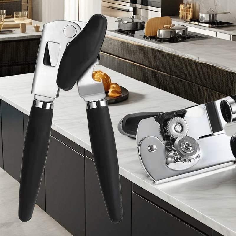 Abridor de botellas de cerveza de lata de acero inoxidable manual con borde suave seguro y diseño de metal plano