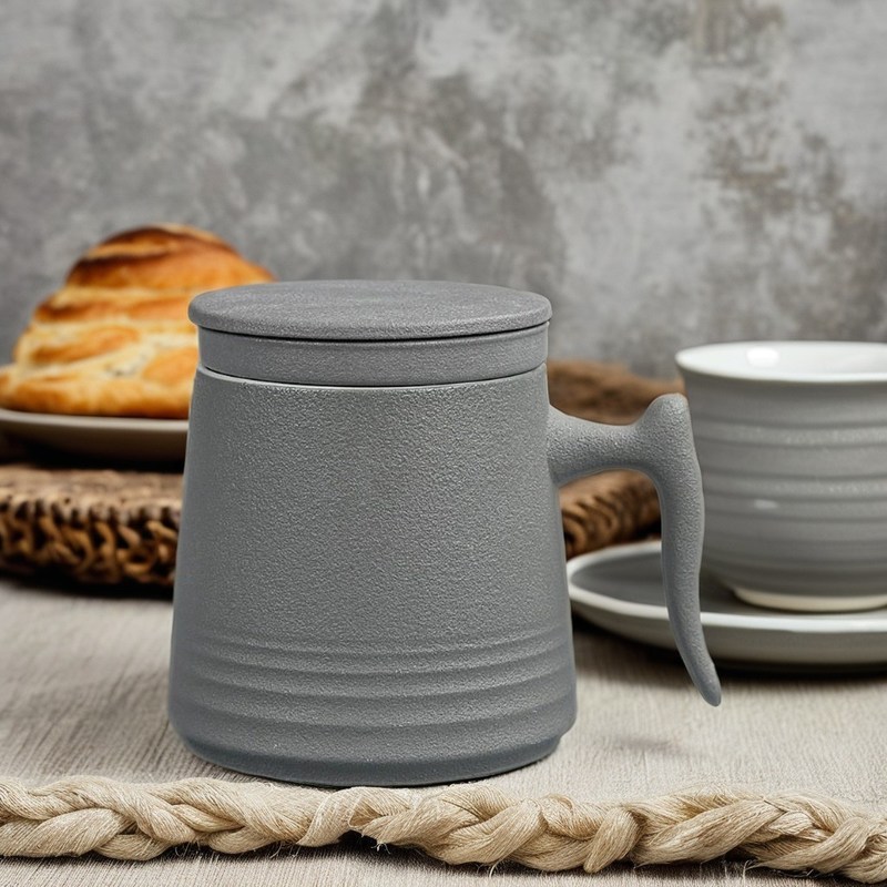 900cc Cerámica Tetera Enserta en Porcelana Blanca con Copas de Café Acogedoras y Platillos Elegante