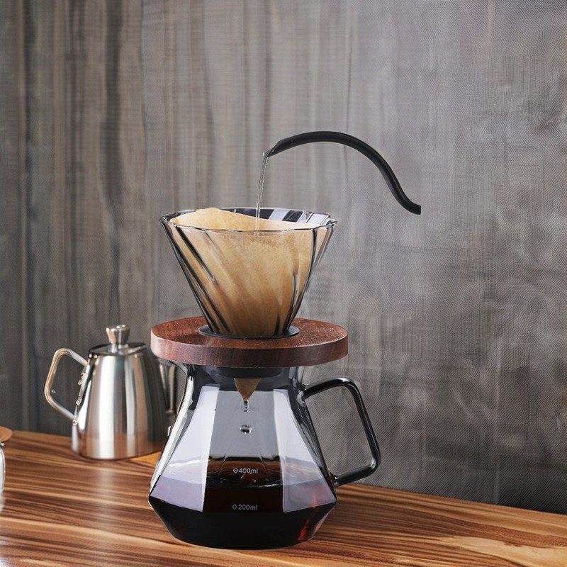 CAFÉ Teadora Borosilicato de vidrio goteador de café con resistente al calor verter sobre la olla