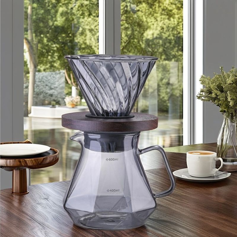Espresso de vidrio de alto borosilicato Vierta sobre el servidor Taza de filtro resistente al calor Urna de café y té