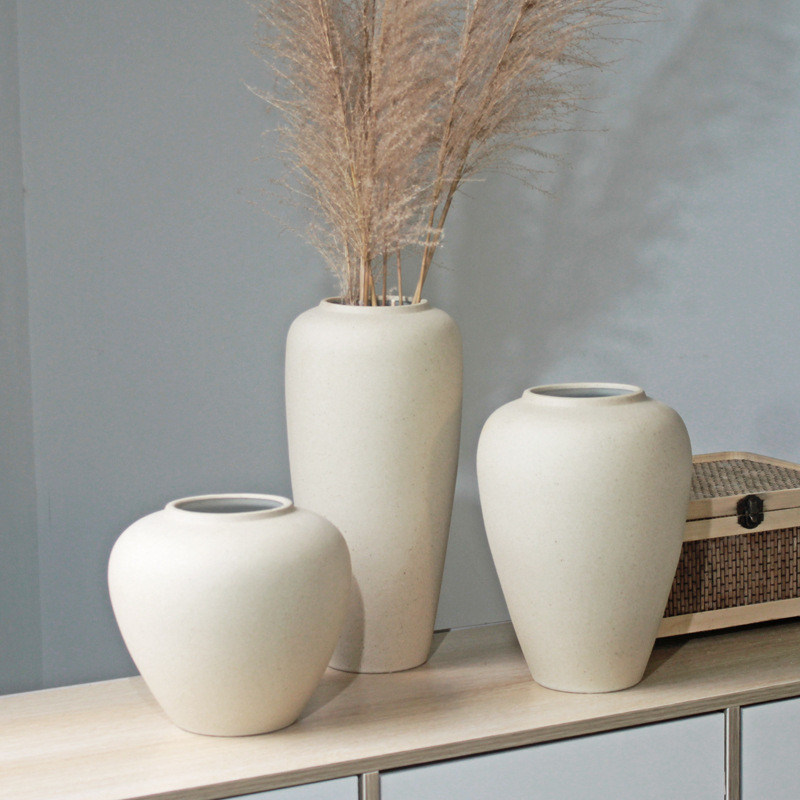 Ornamento de decoración suave Art déco creativo nórdico Vaso cerámico con diseño geométrico